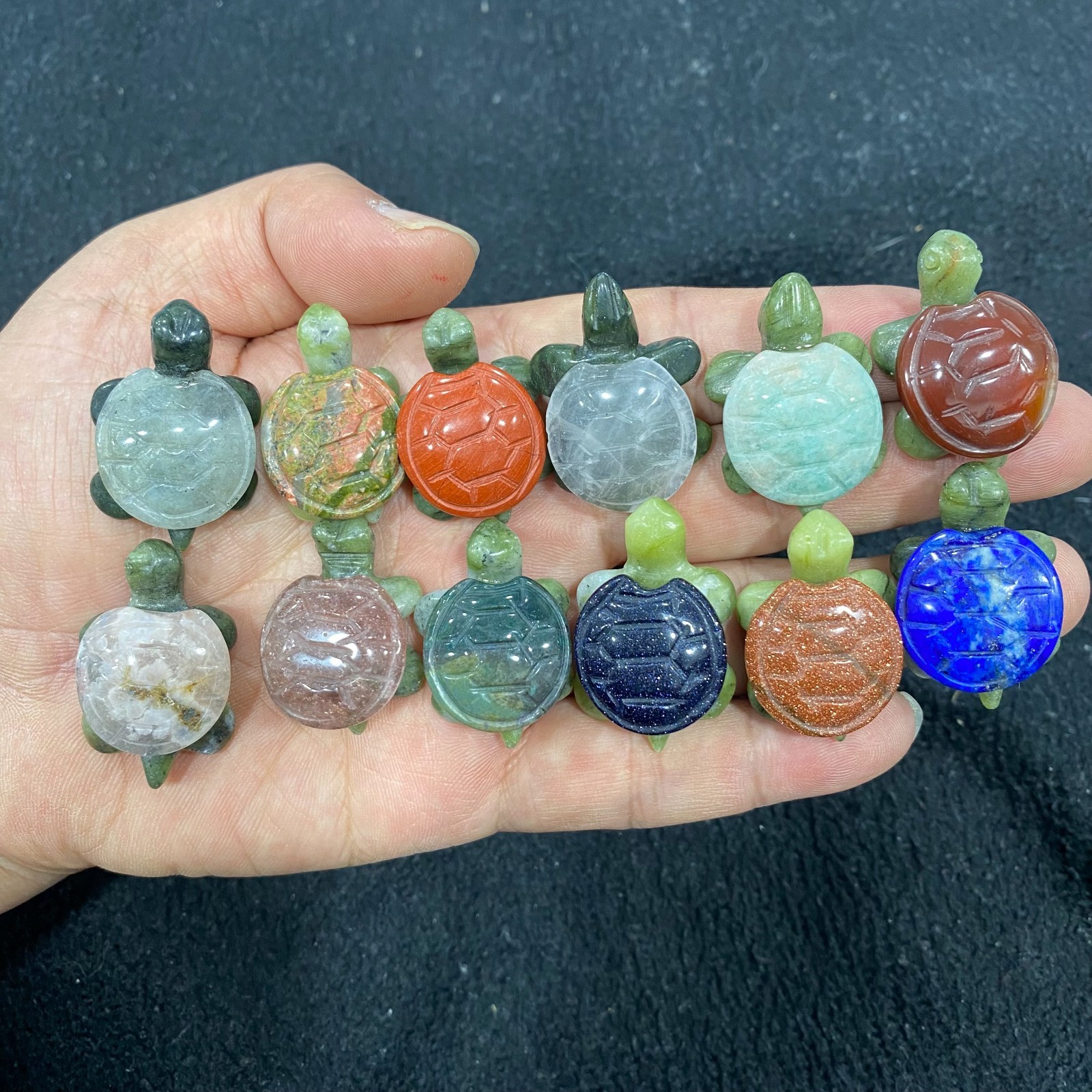 5pc Natural mix Quartz hand Carved Mini Sea turtle crystal Reiki healing gift