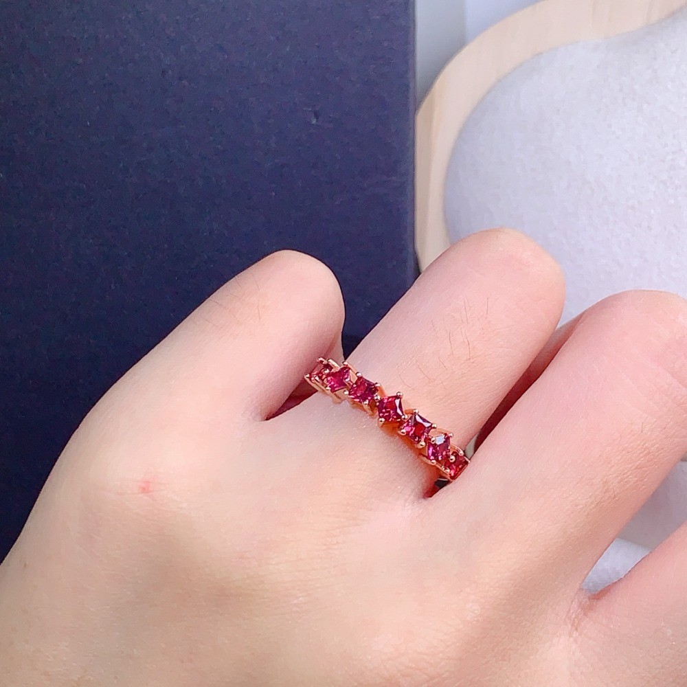 Natura garnet open Adjustable ring Gemstone Jewelry S925 Silver Plated 18K Gold