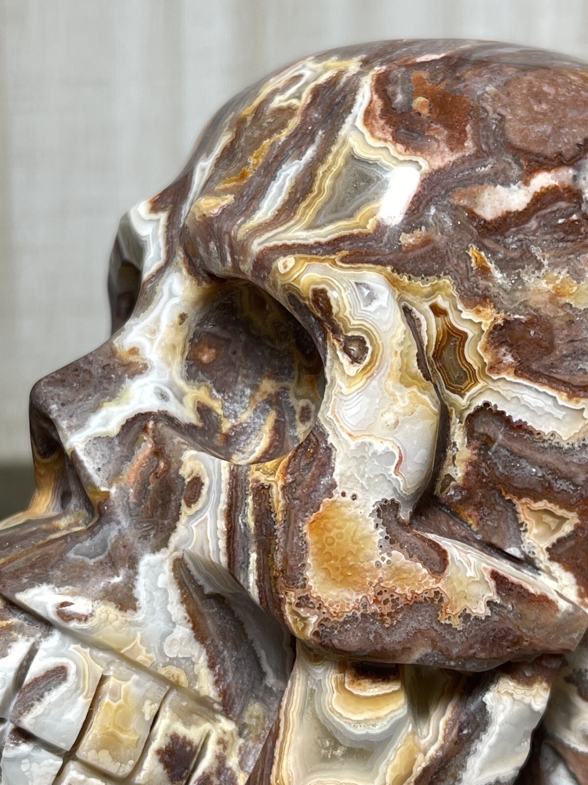 1.92LBS CRAZY LAGUNA LACE AGATE SKULL – Carving Red Orange Crystal Statue