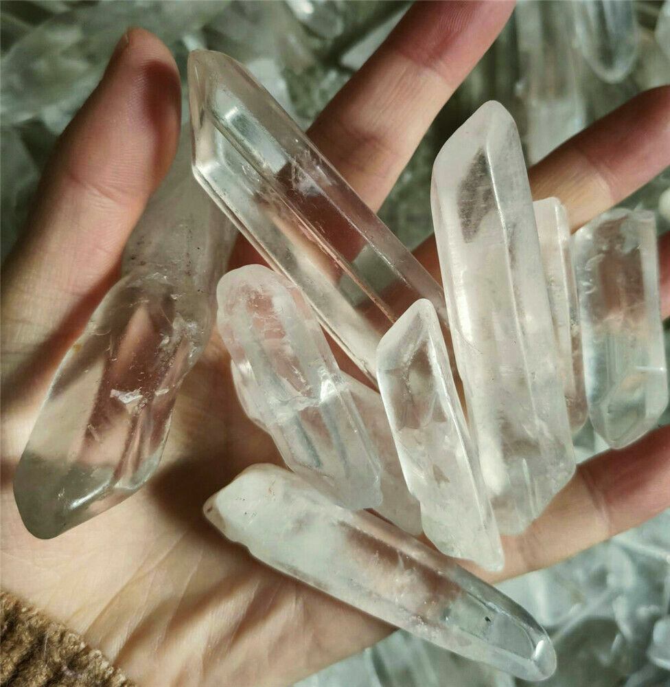 100g 4-8pcs Natural Quartz Crystal Polished Points Terminated Wand Specimen