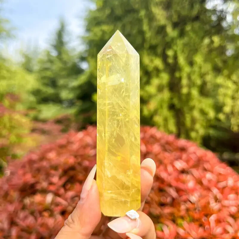 Natural Citrine Tower Point Obelisk Yellow Wealth Gemstone Mineral Home Decor