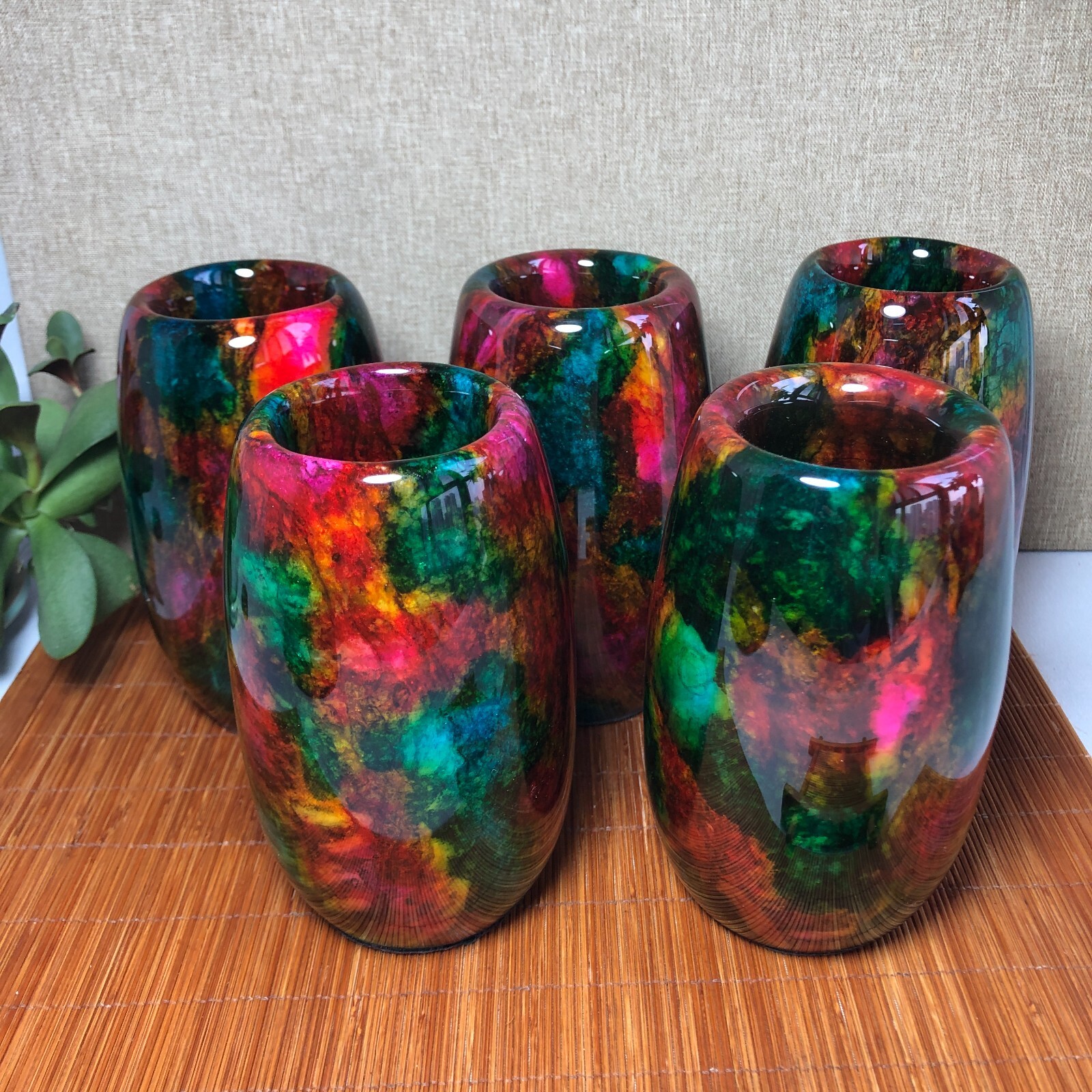 2Pcs Natural “Seven Colors Jade” vase specimen -Taiwan China 1kg 130mm