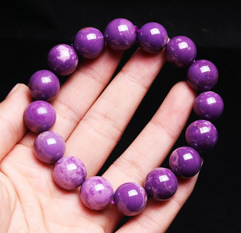 13mm Natural Phosphosiderite Purple Gemstone Round Beads Bracelet AAA 0126
