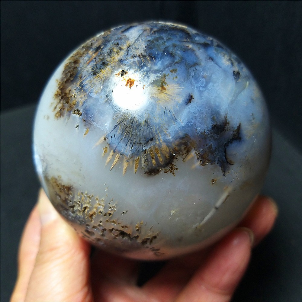 582.7G Natural Beautiful Golden Hair Rutilated Agate Stone Sphere Healing C822