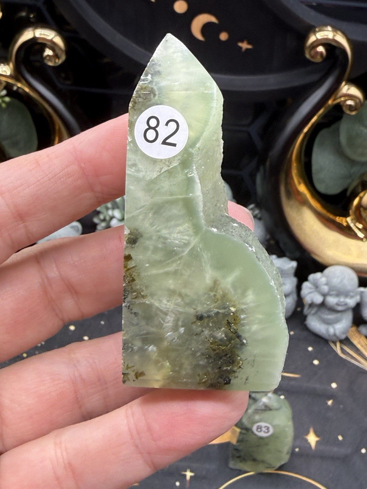 Natural Prehnite Points Raw polished great quality Free shipping