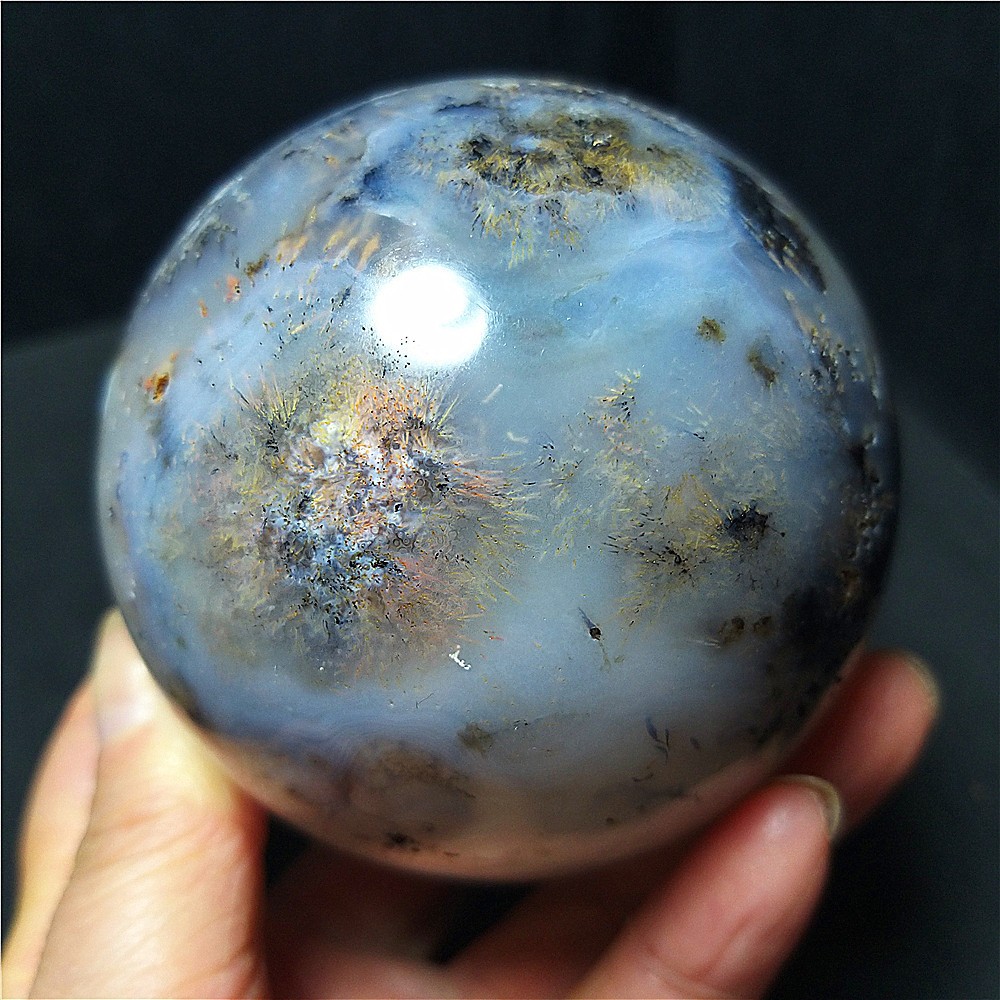 582.7G Natural Beautiful Golden Hair Rutilated Agate Stone Sphere Healing C822