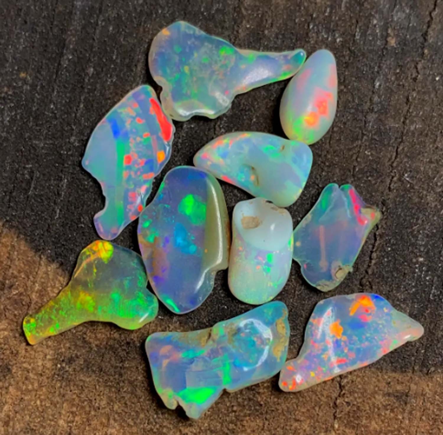 10 Pcs Ethiopian Raw Opal Healing Polished Fire Stone Crystals Rough 10 to 15 mm
