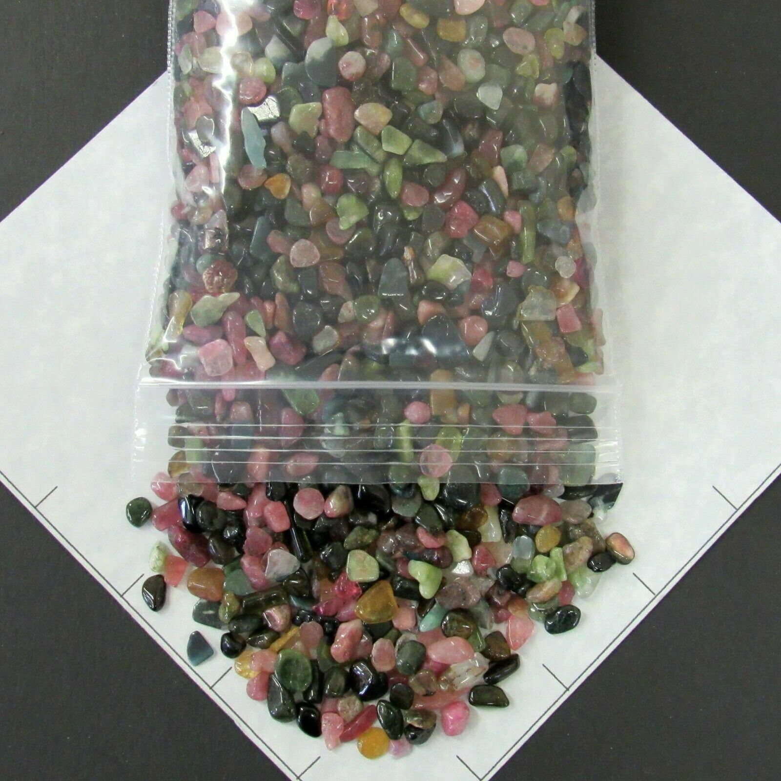TOURMALINE MIX (5-9mm) tumbled chips color variety 1 lb bulk