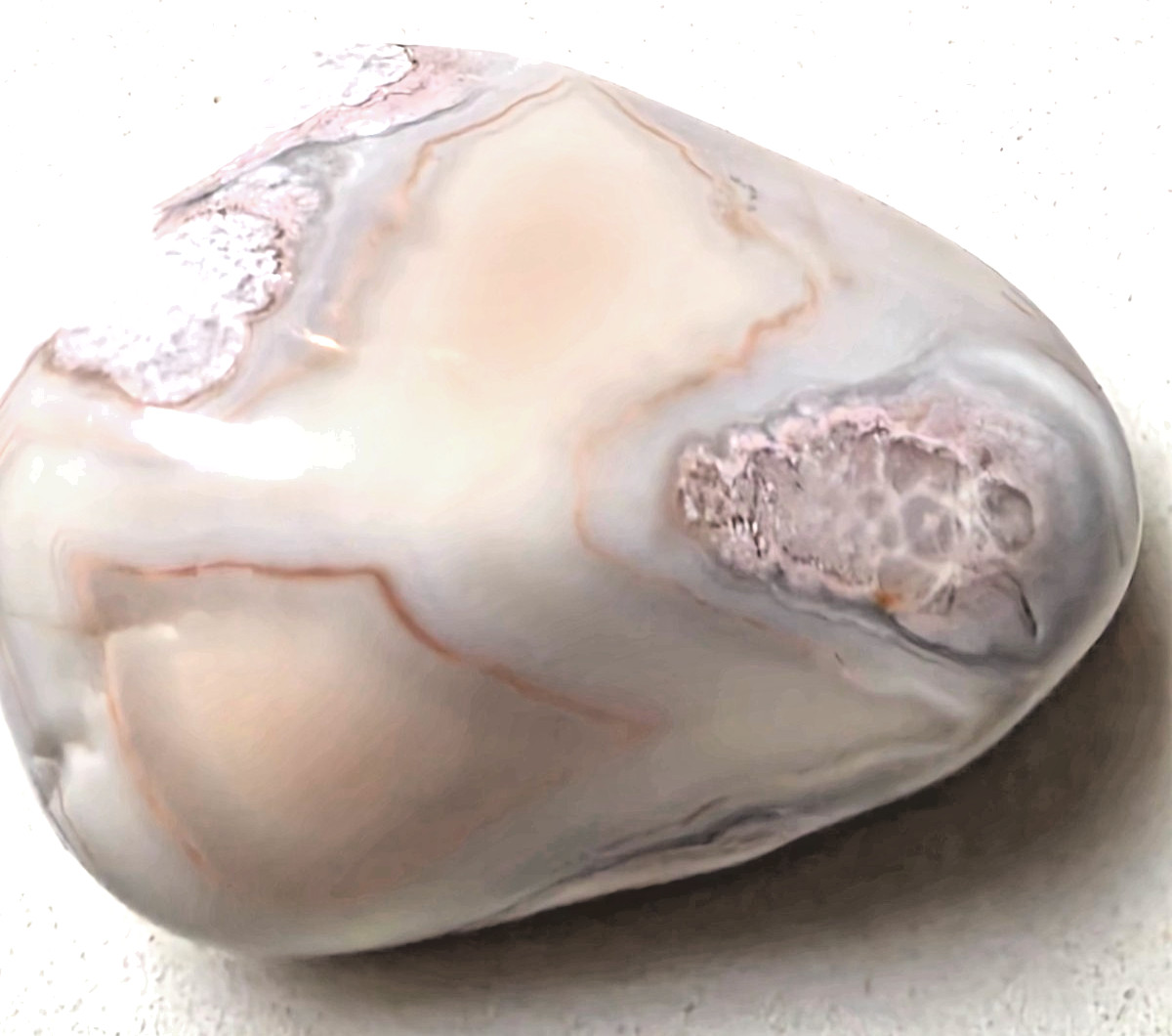 POLISHED BEAUTIFUL BOTSWANA AGATE, Banding & cluster eyes Pink / Grey