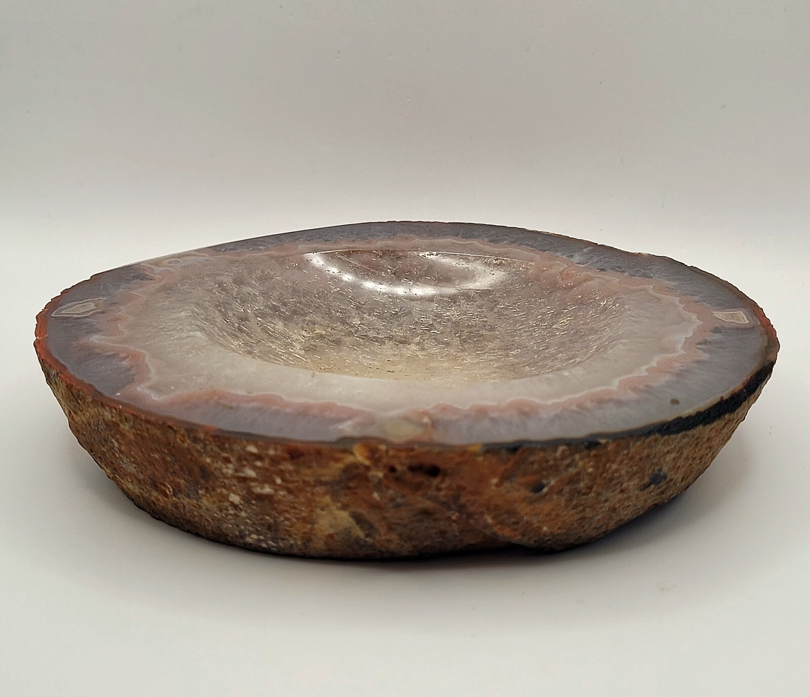 Geode Slice Ashtray Trinket Soap Dish Agate Stone Polished 4×4.5