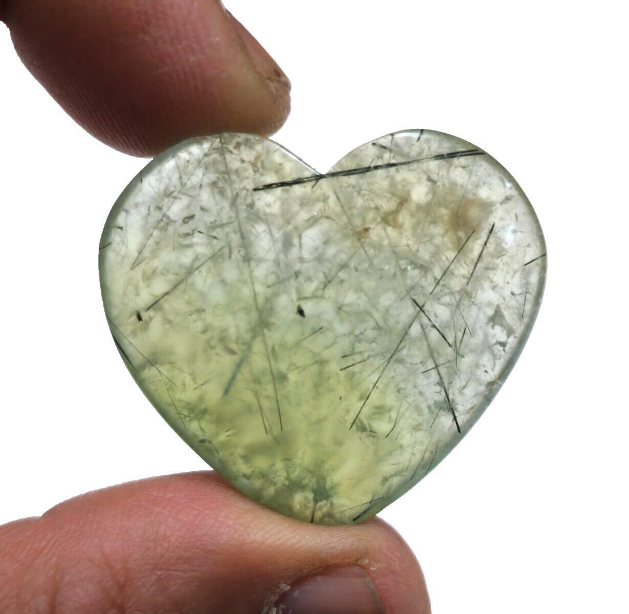 For Jewelry Magnificent Rare Prehnite 92 Crt Heart Shape Cabochon Loose Gemstone