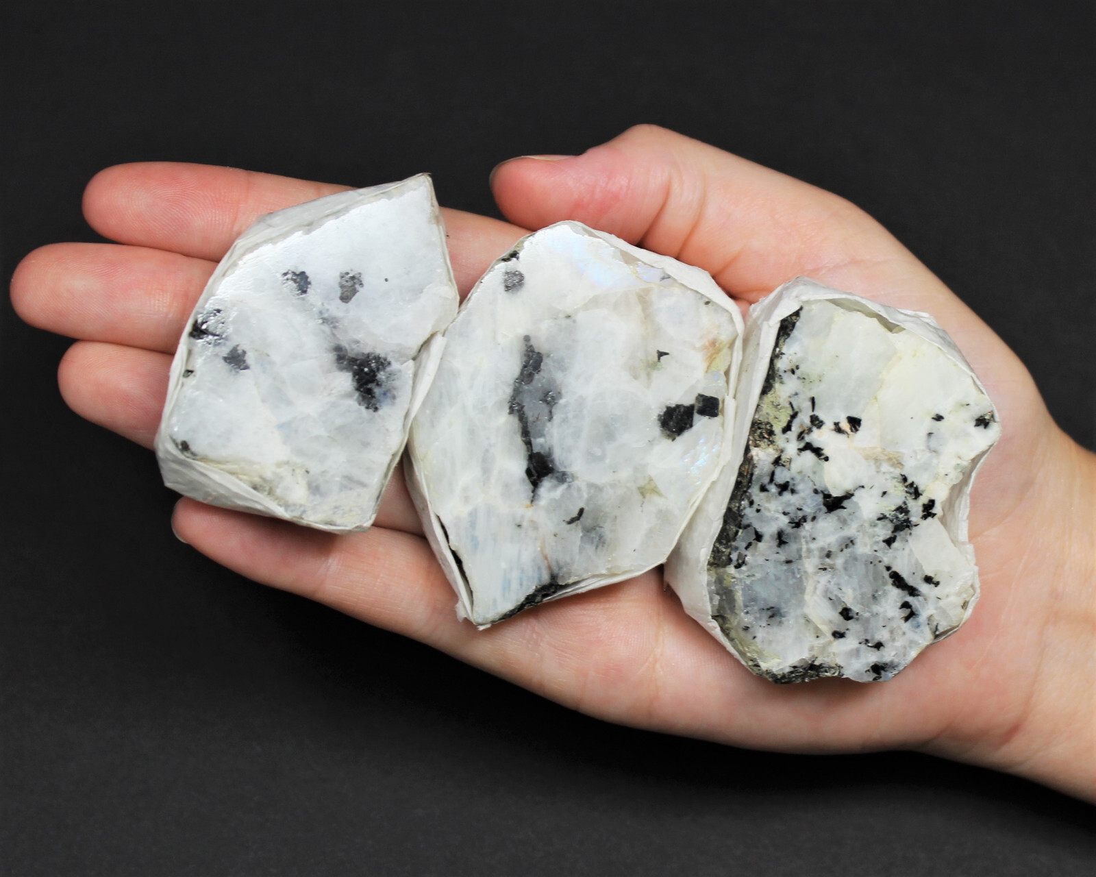Rainbow Moonstone Premium Natural Rough Specimen Box: 8 or 12 Piece ‘AAA’ Grade