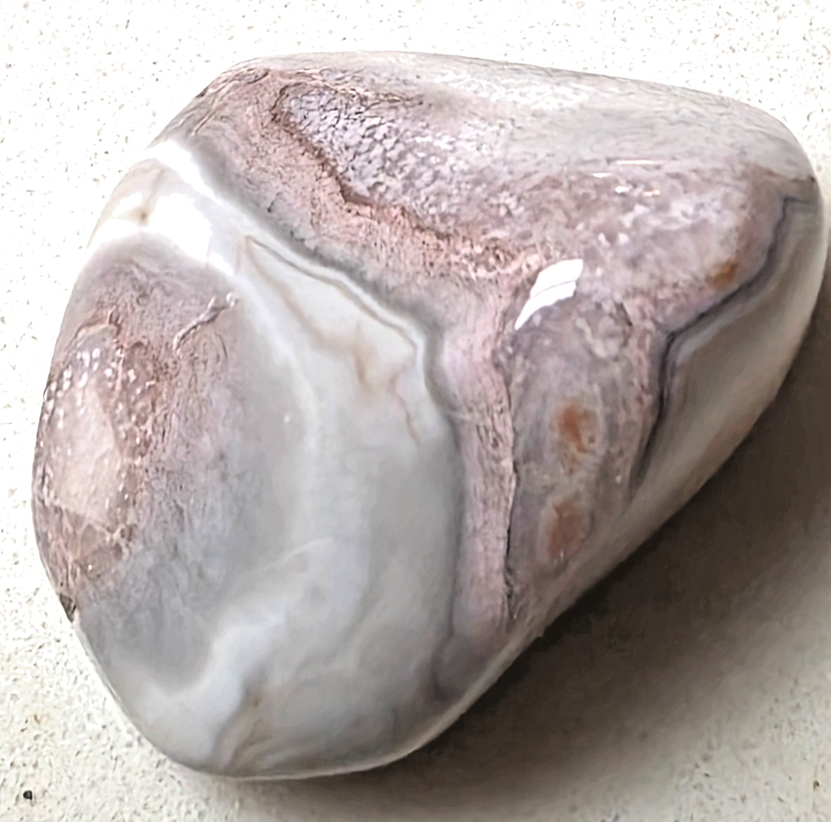 POLISHED BEAUTIFUL BOTSWANA AGATE, Banding & cluster eyes Pink / Grey