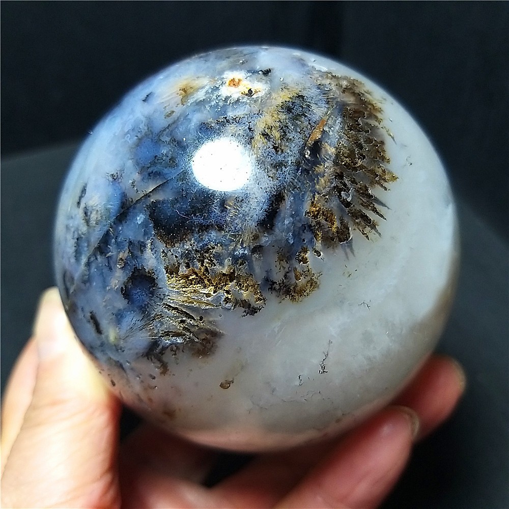582.7G Natural Beautiful Golden Hair Rutilated Agate Stone Sphere Healing C822