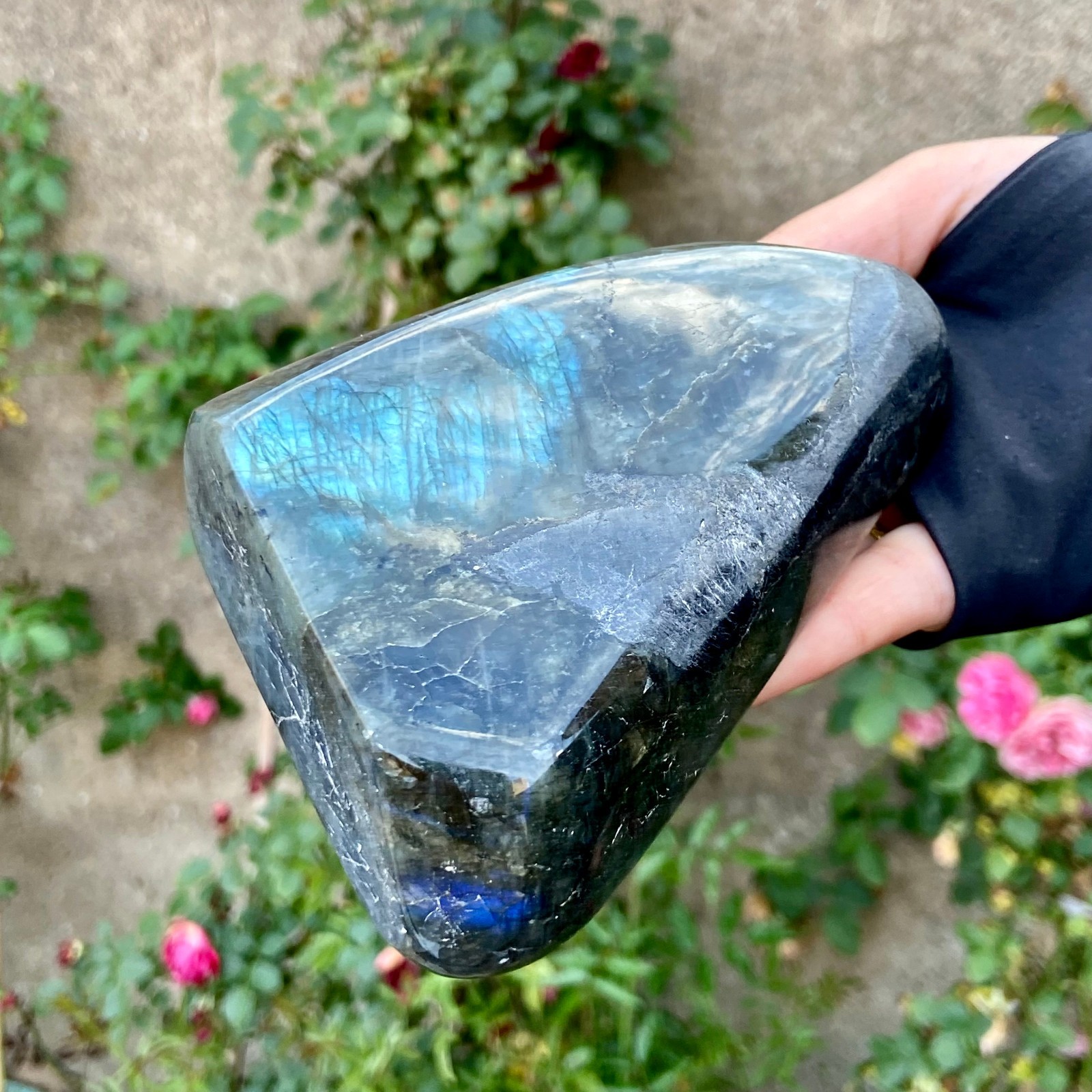 1.73LB Natural Labrador Raw Stone Rainbow Gloss Polishing Stone Energy Chakra