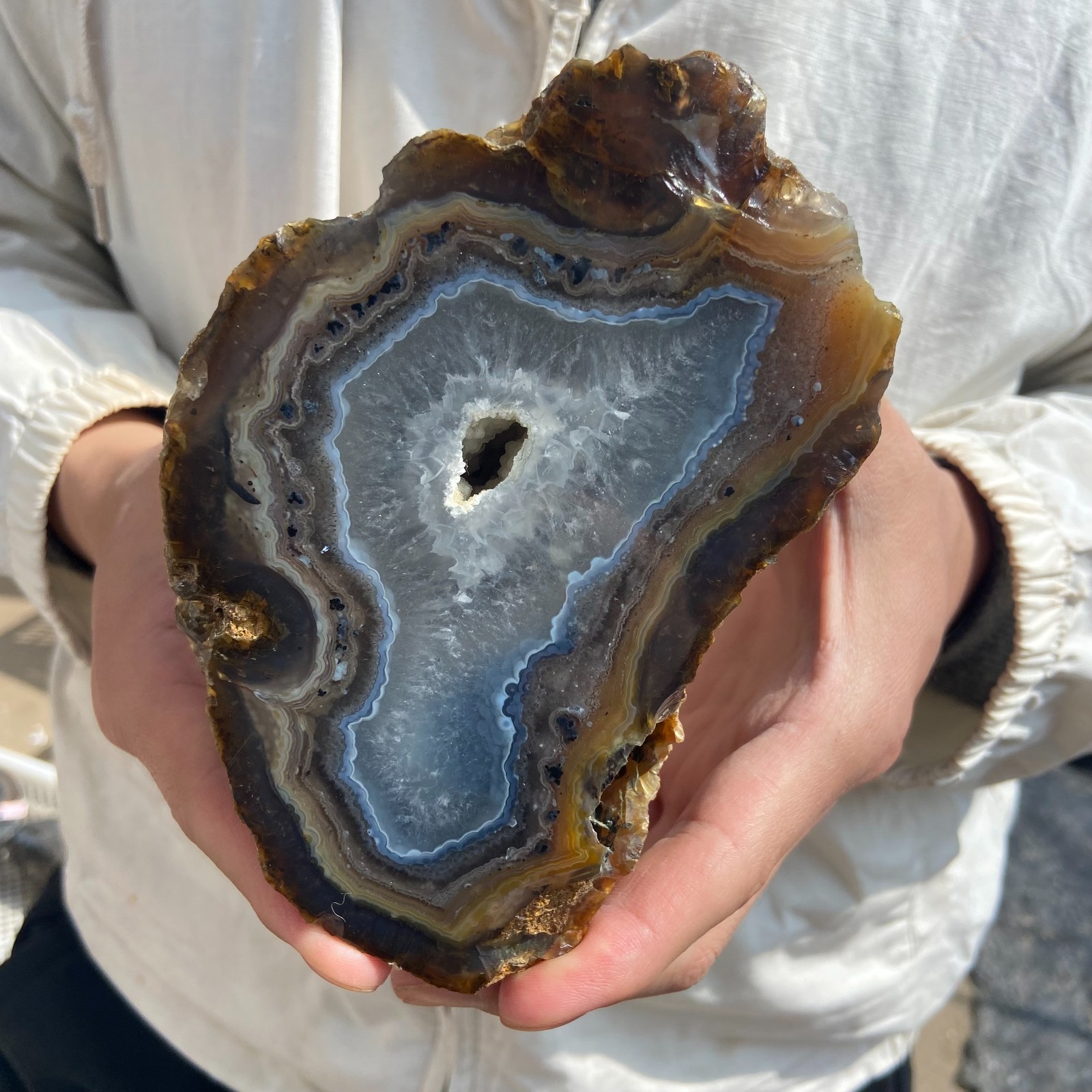 3.4lb Natural Colorful Brazilian Striped Agate Partial Polishing Rough Specimen