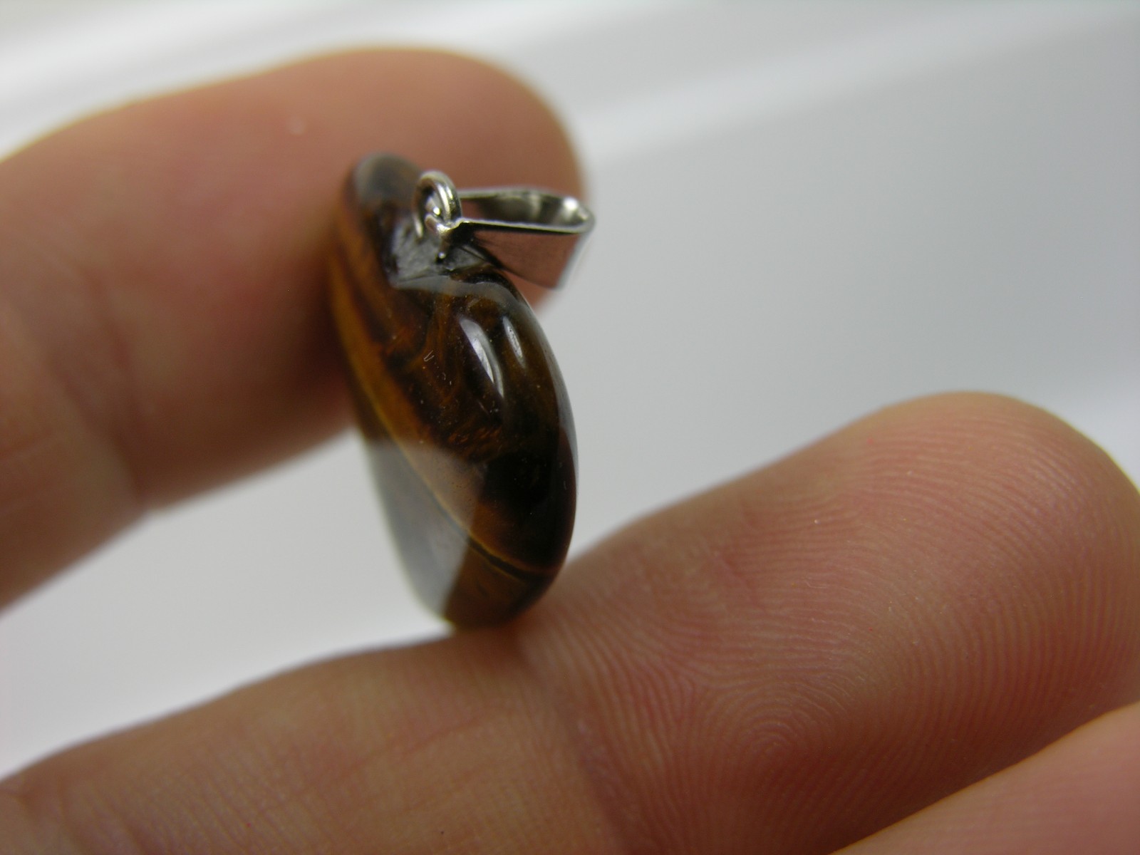 #8 16.75ct 3/4 in Africa100% Natural Tigereye Heart Shape Pendant 3.35g 20.00mm