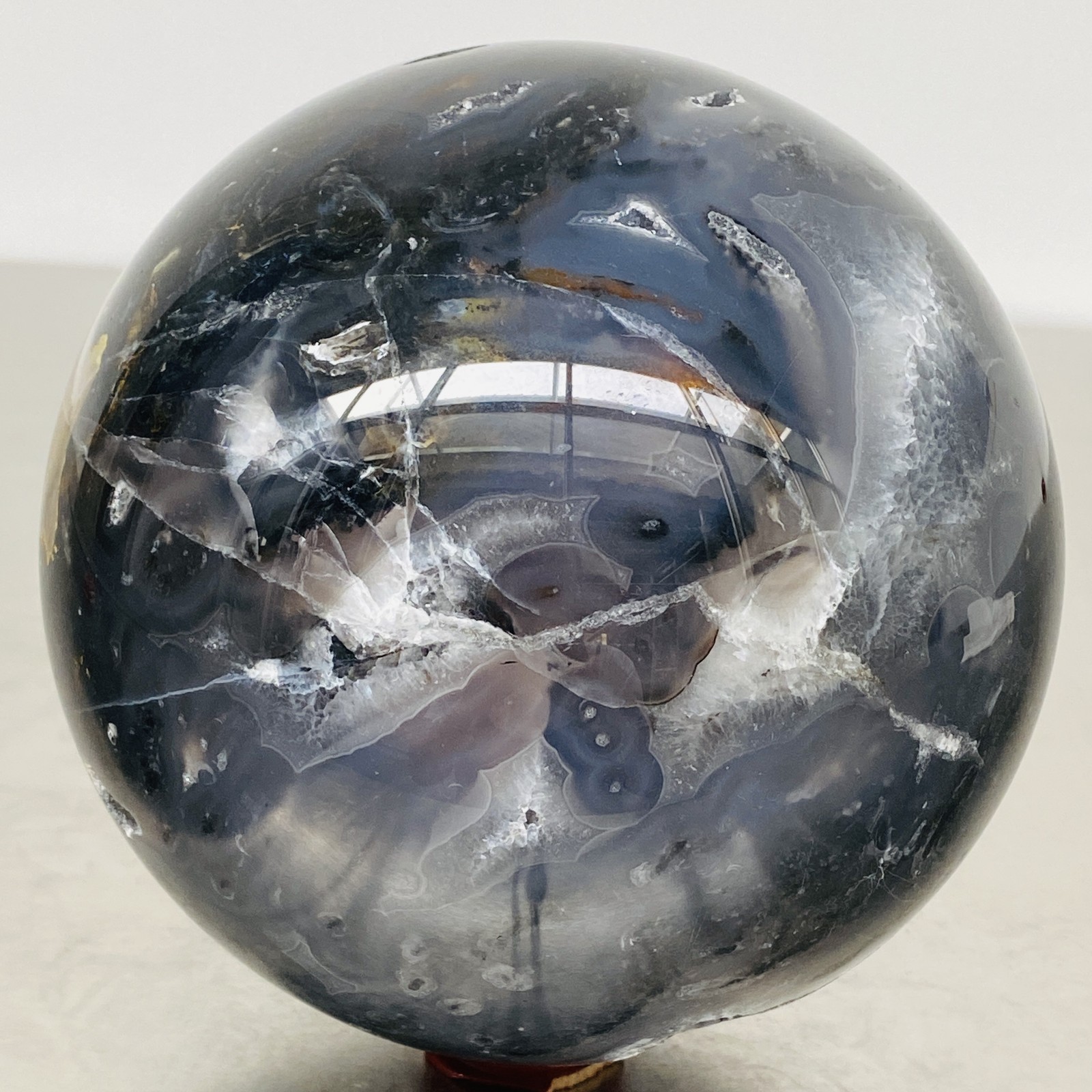 Natural Rare Volcanic Agate Crystal Sphere Healing 4440G (UV Reactive crystal)