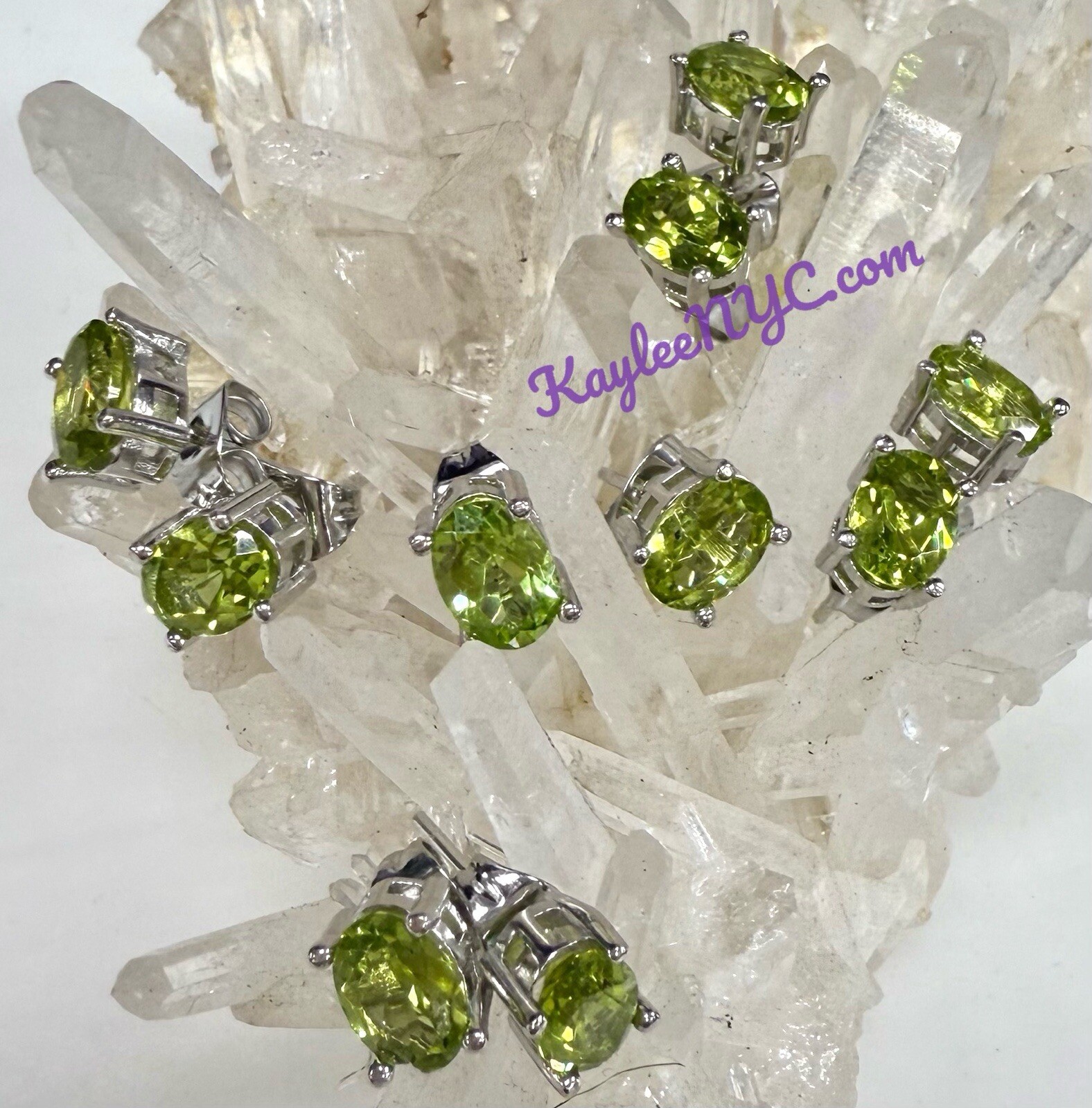 Wholesale Lot 5 Pairs Natural Peridot Sterling Silver 925 Studs 5x7mm