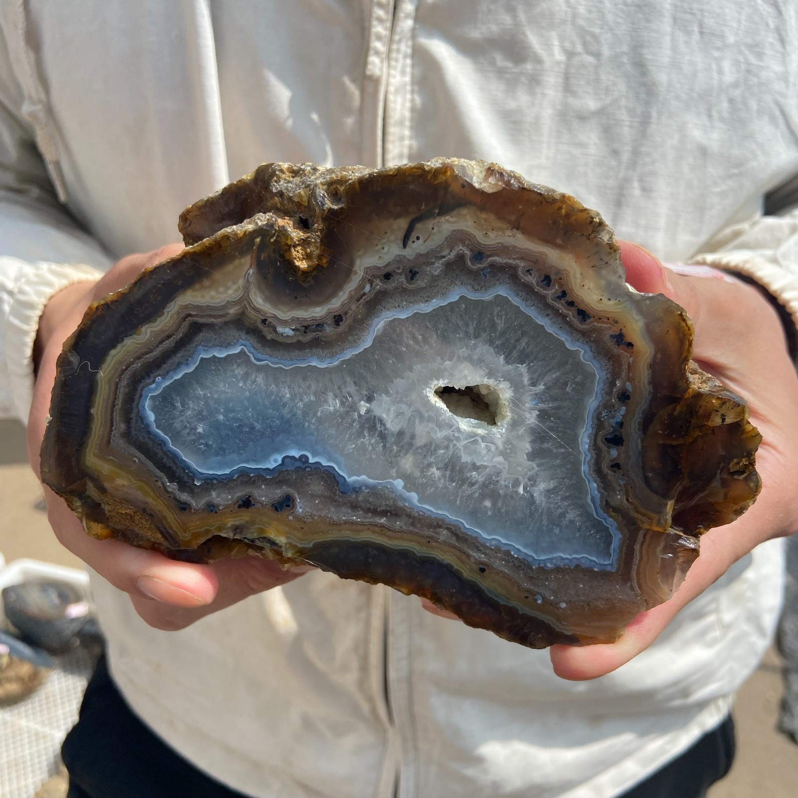 3.4lb Natural Colorful Brazilian Striped Agate Partial Polishing Rough Specimen