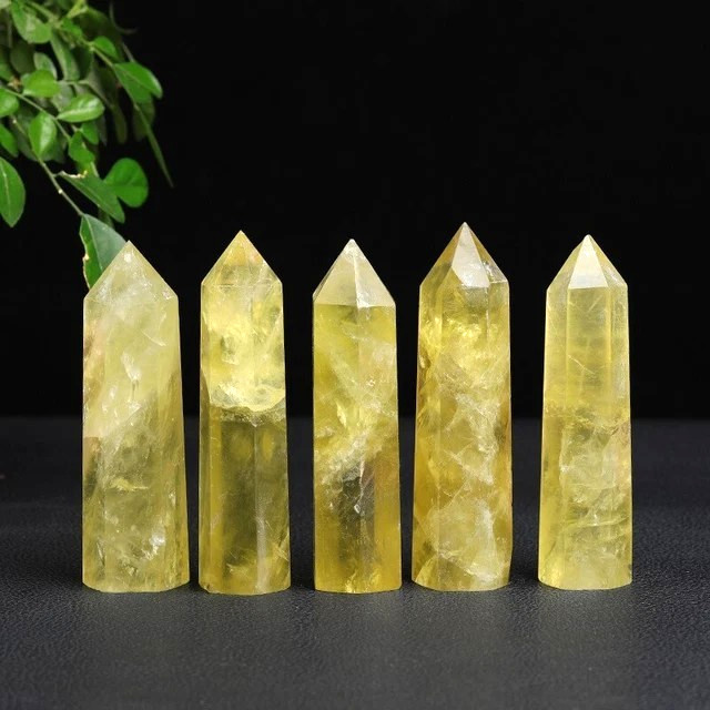 Natural Citrine Tower Point Obelisk Yellow Wealth Gemstone Mineral Home Decor
