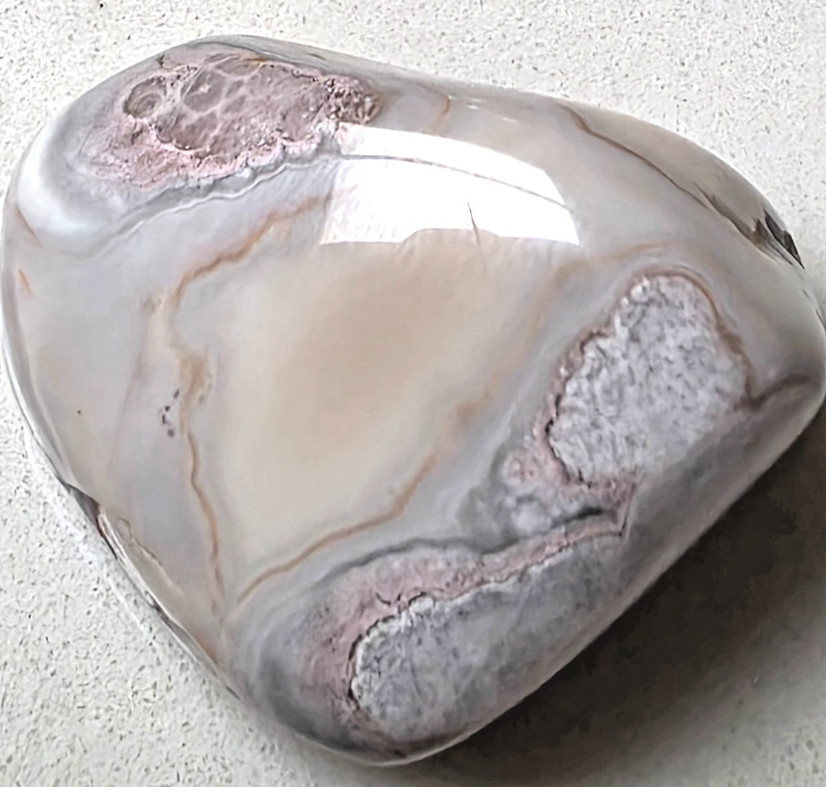 POLISHED BEAUTIFUL BOTSWANA AGATE, Banding & cluster eyes Pink / Grey