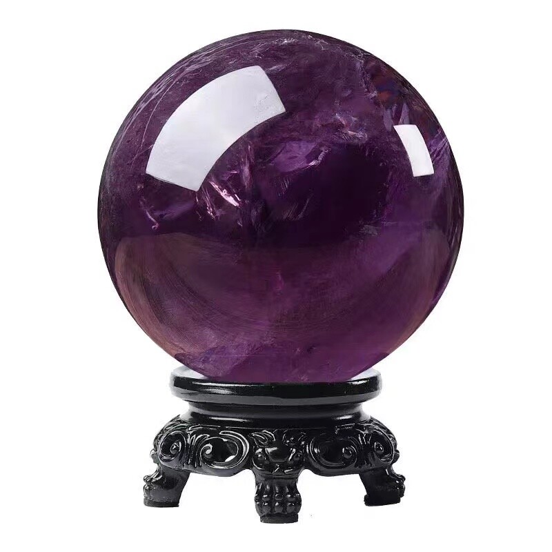 Natural High Quality Amethyst Crystal Quartz Magic Ball Sphere Healing + Stand