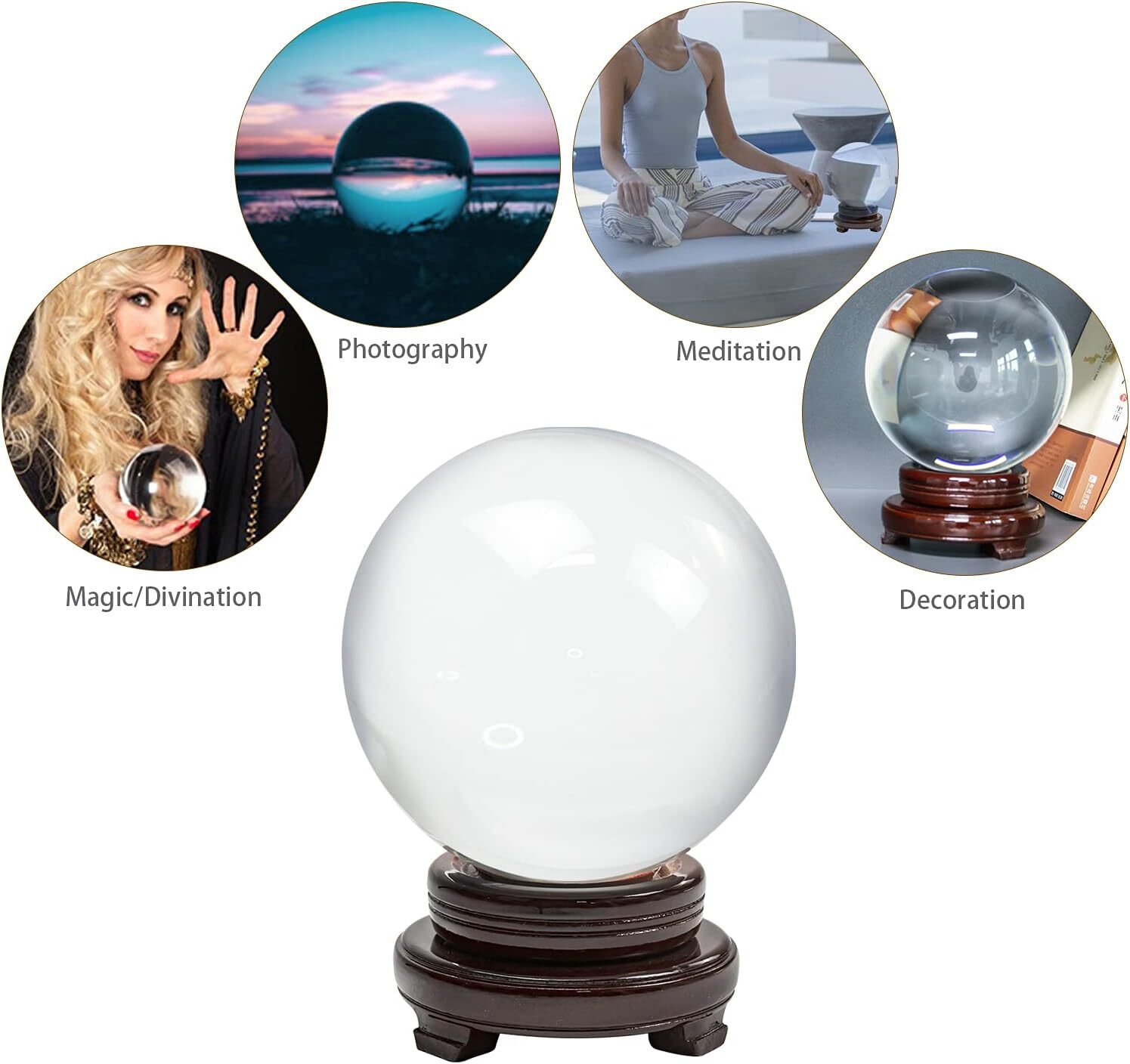7.87″ 200mm Clear Crystal Ball Large Sphere Free Stand Venue Decoration