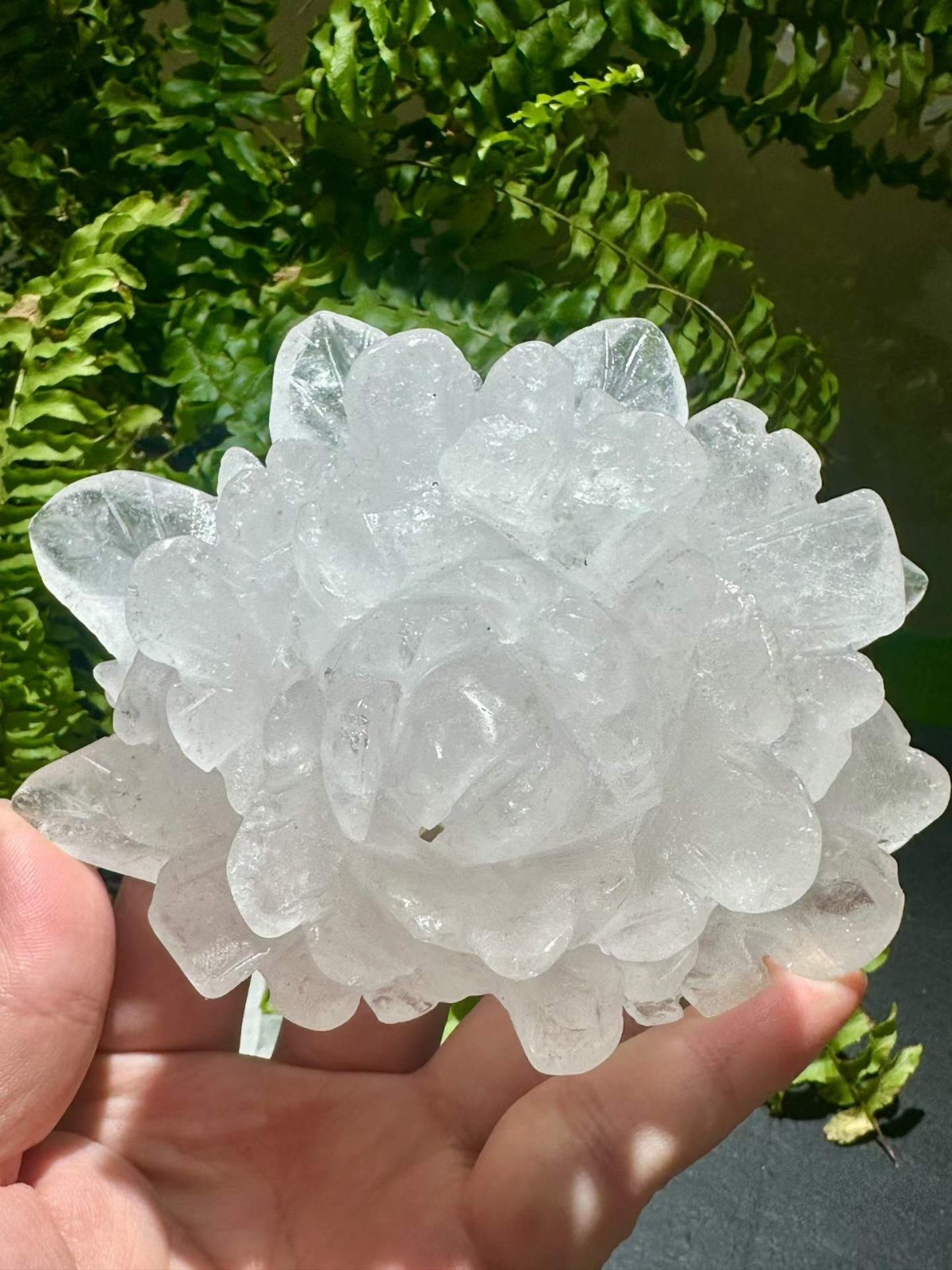 1pc Natural White Quartz Carved Crystal Flower Skull Reiki Healing Decor Gift