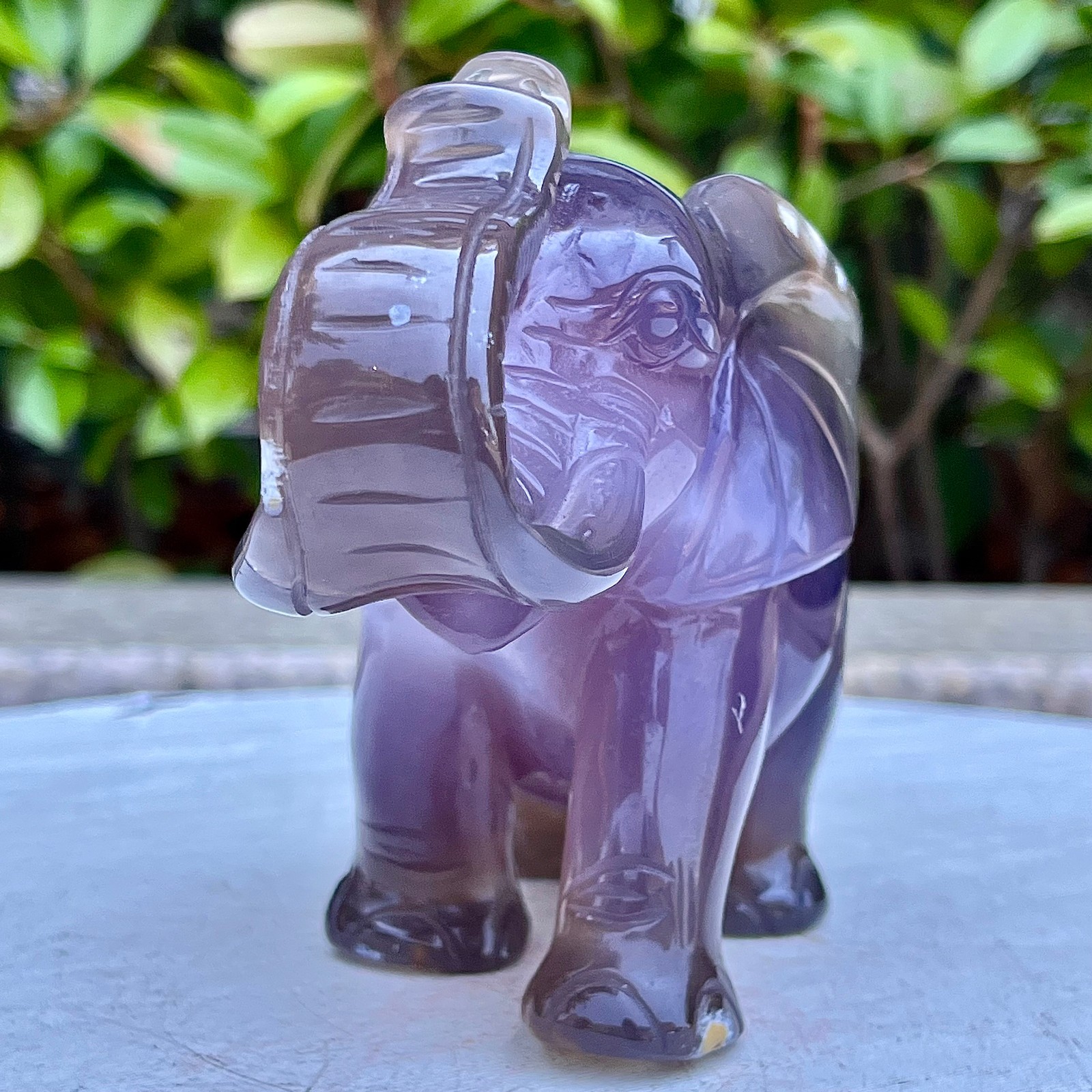 1.92LB Natural agate elephant hand carved skull healing decoration