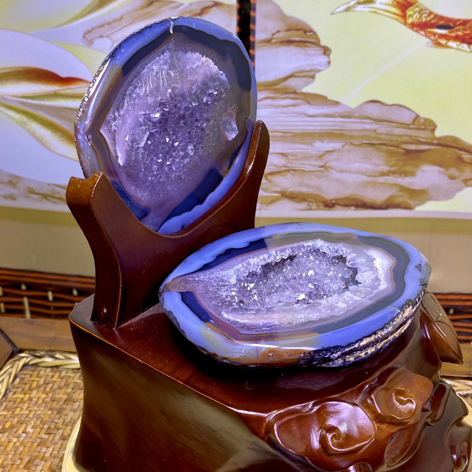 6.92LB Natural amethyst geode quartz cluster specimen cornucopia energ gift+S