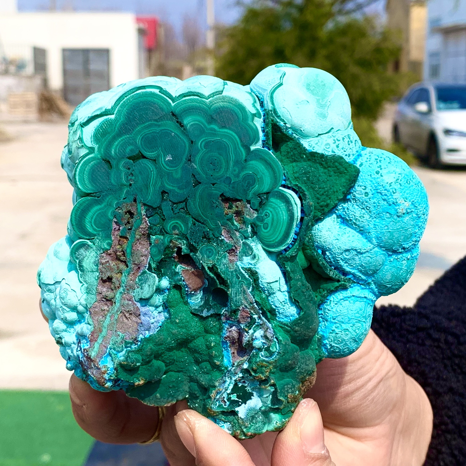 1.92LB Natural Chrysocolla/Malachite transparent cluster rough mineral sample