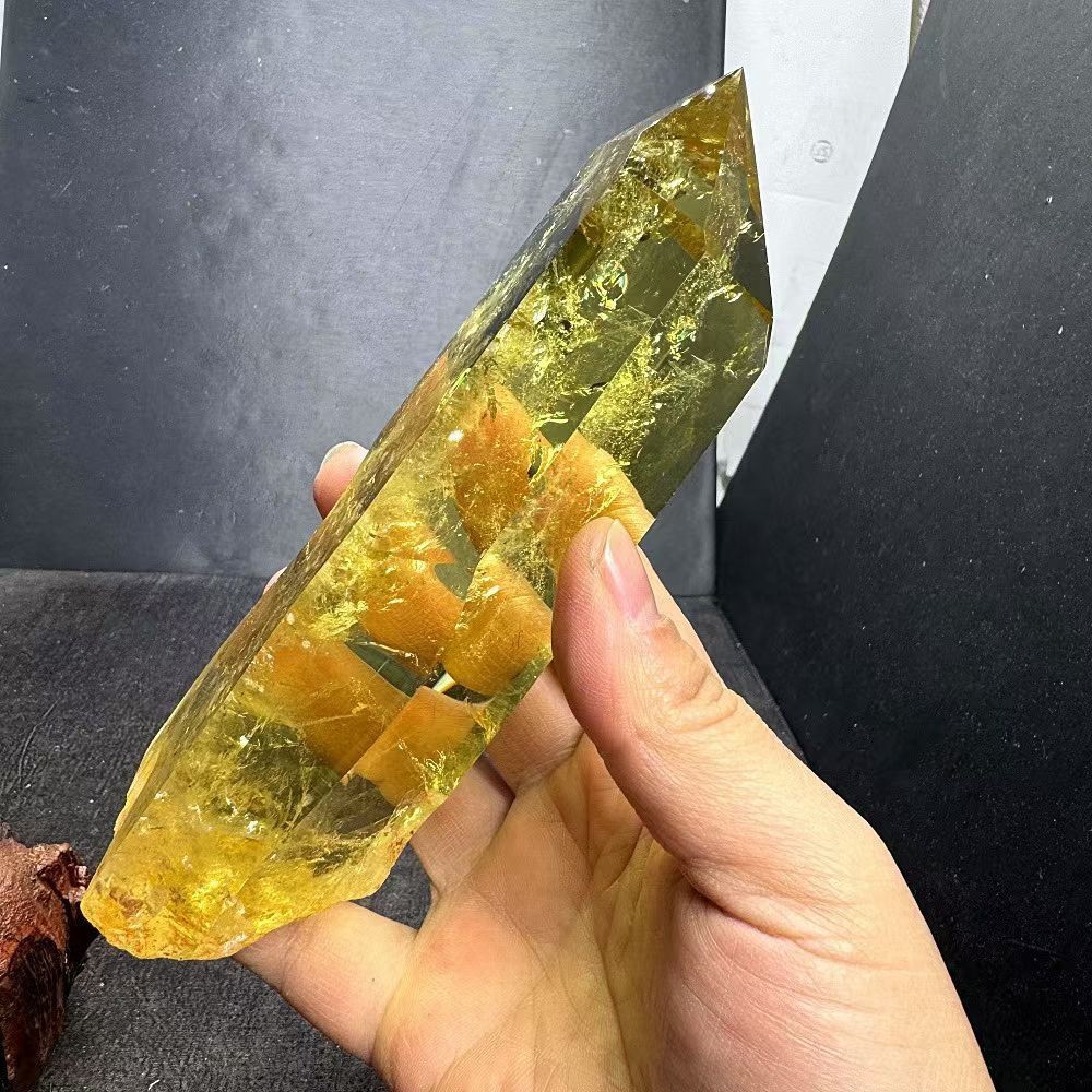 1.6LB Natural Citrine Quartz Obelisk Crystal Wand Point Healing Tower +Stand