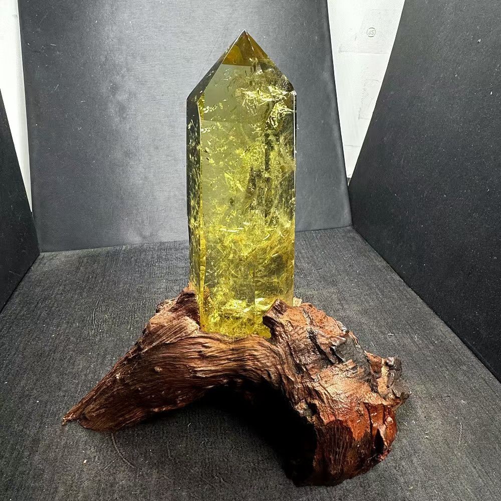 1.6LB Natural Citrine Quartz Obelisk Crystal Wand Point Healing Tower +Stand