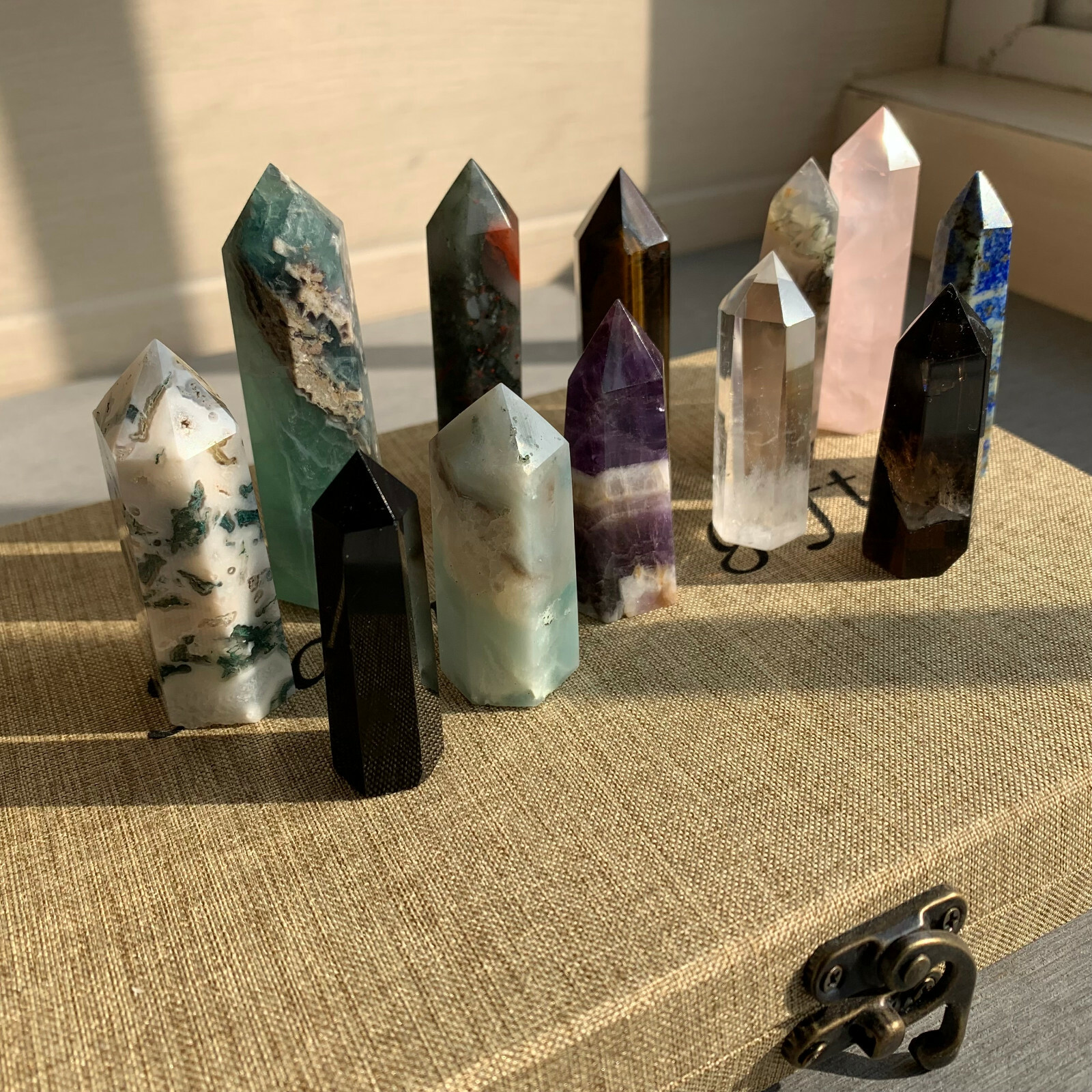 12pcs A lot TOP natural quartz crystal obelisk wand point healing send randomly