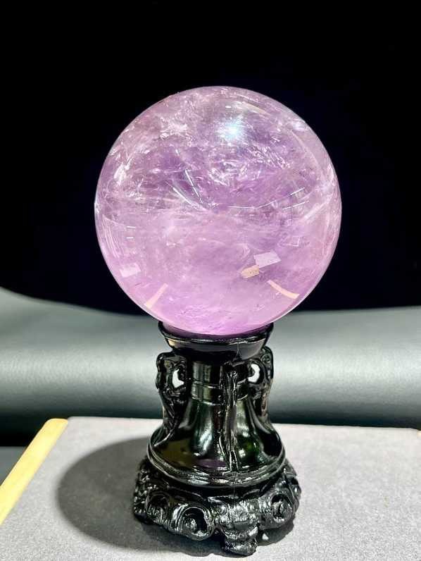 367g Natural Amethyst Quartz Sphere Energy Cystal Ball Reiki Healing Decor+Stand