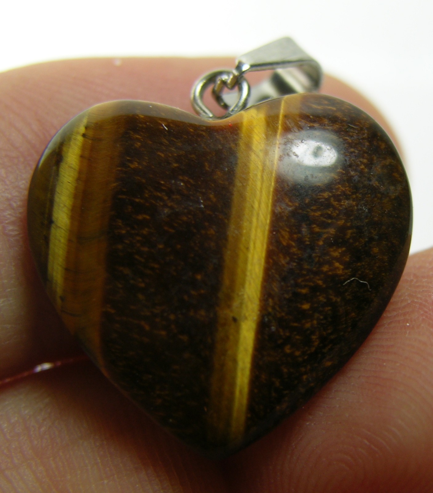 #2 15.85ct 3/4 in Africa100% Natural Tigereye Heart Shape Pendant 3.15g 20.00mm