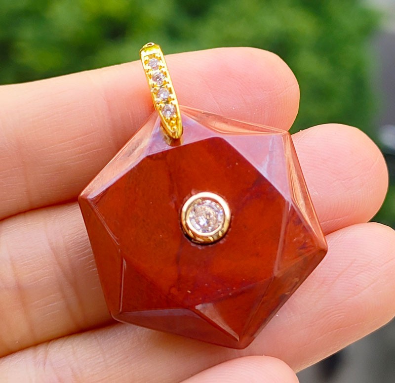 8pcs Flame Jasper Gems Faceted Pendants Magic Reiki Healing Talisman Amulet