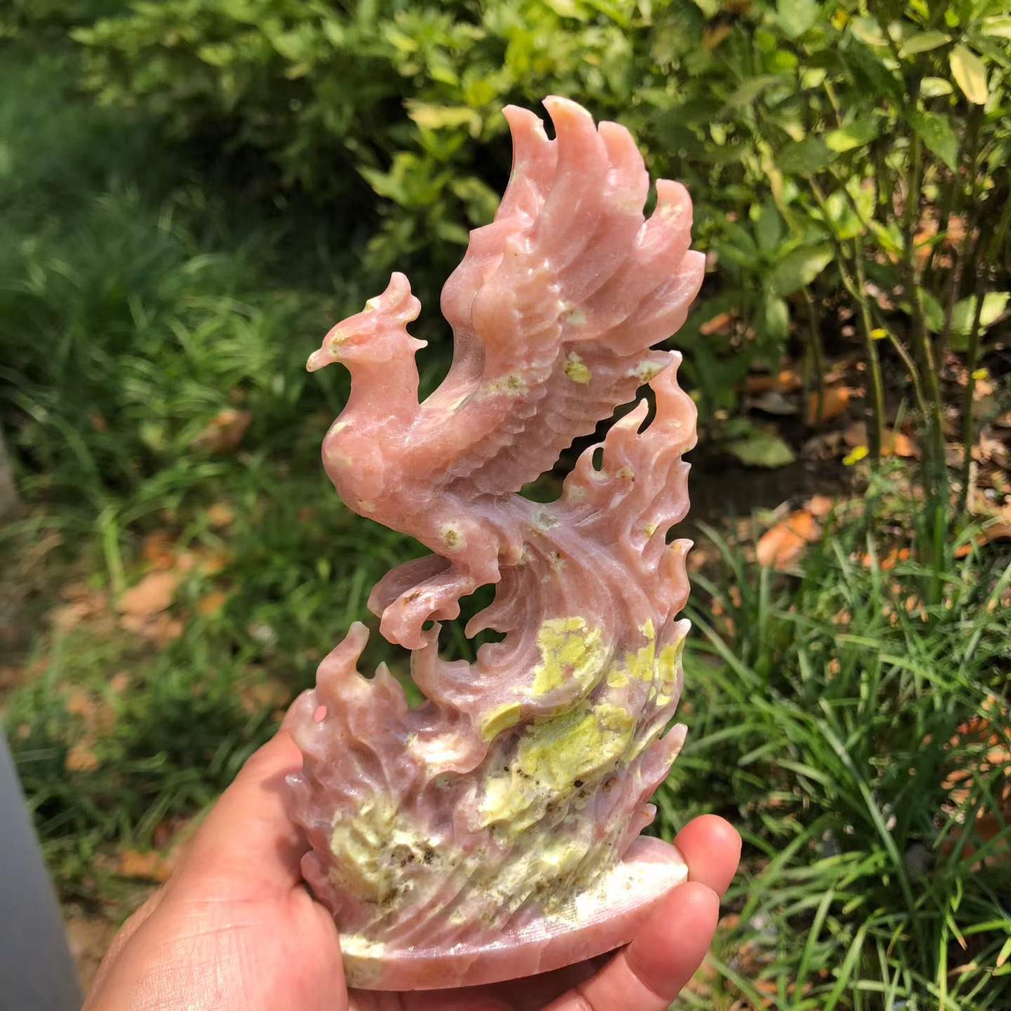 1pc Natural Peony Aquamarine Quartz Carved Crystal Phoenix Skull Reiki Decor