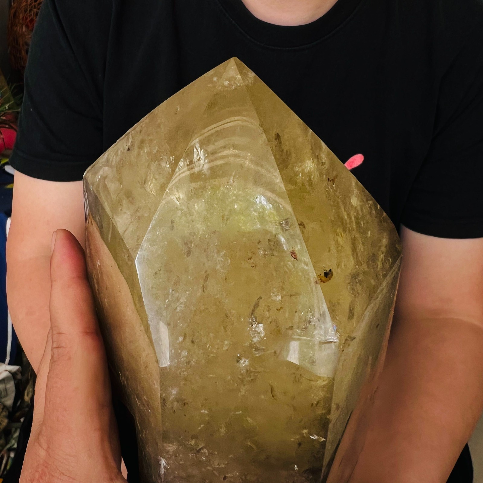 15.4LB Genuine Citrine Elestial Crystal – Untreated Raw Stone Healing Crystal