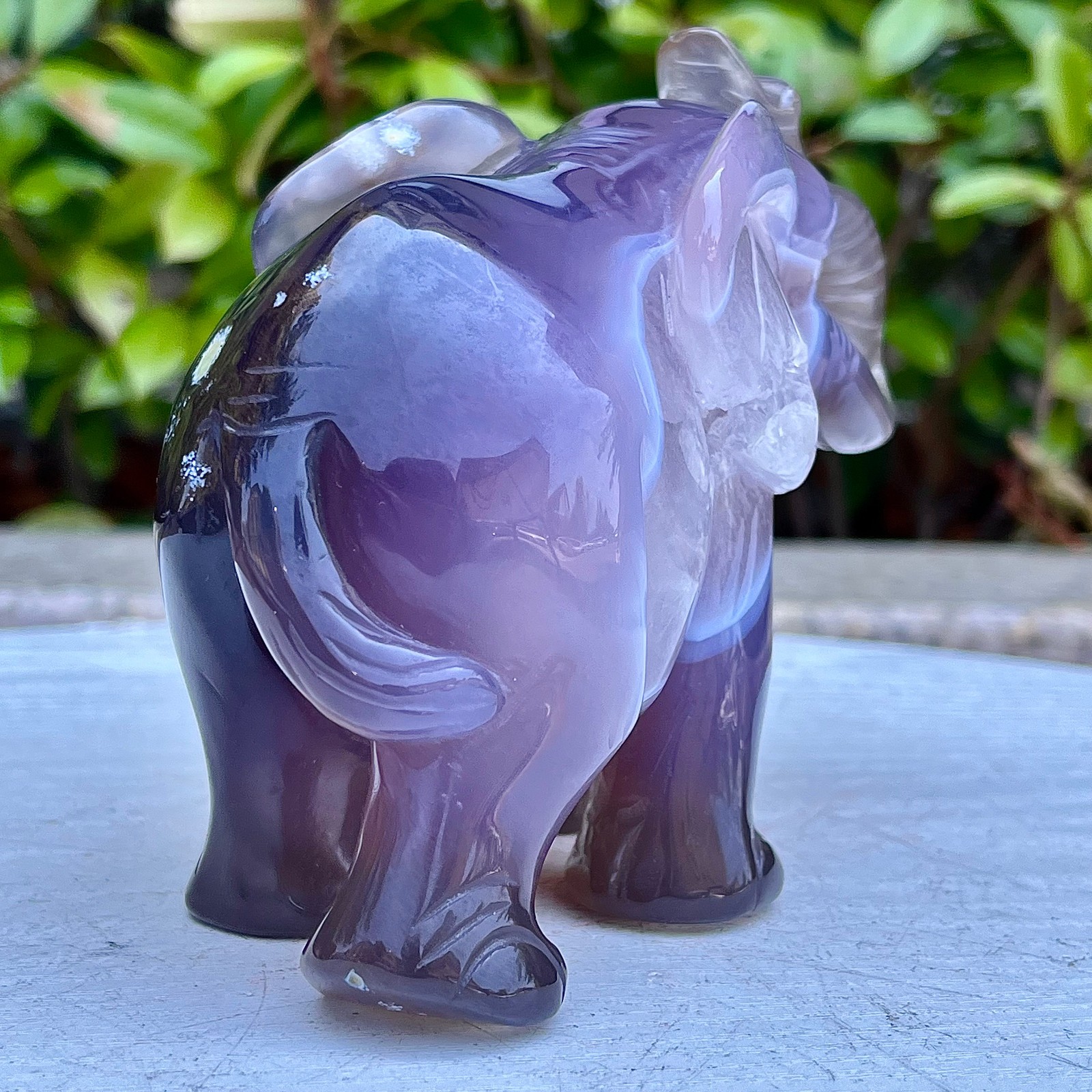 1.92LB Natural agate elephant hand carved skull healing decoration