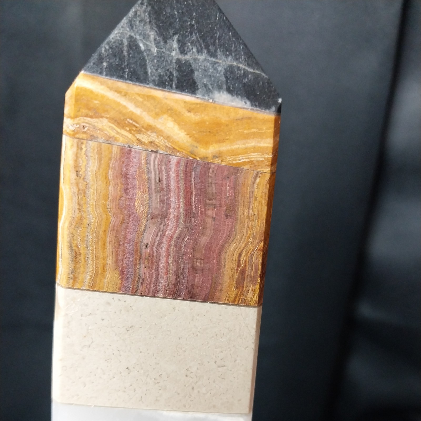 Natural muti stone layers Obelisk Tower Smooth Fully Polished 14″ 7 lb Real