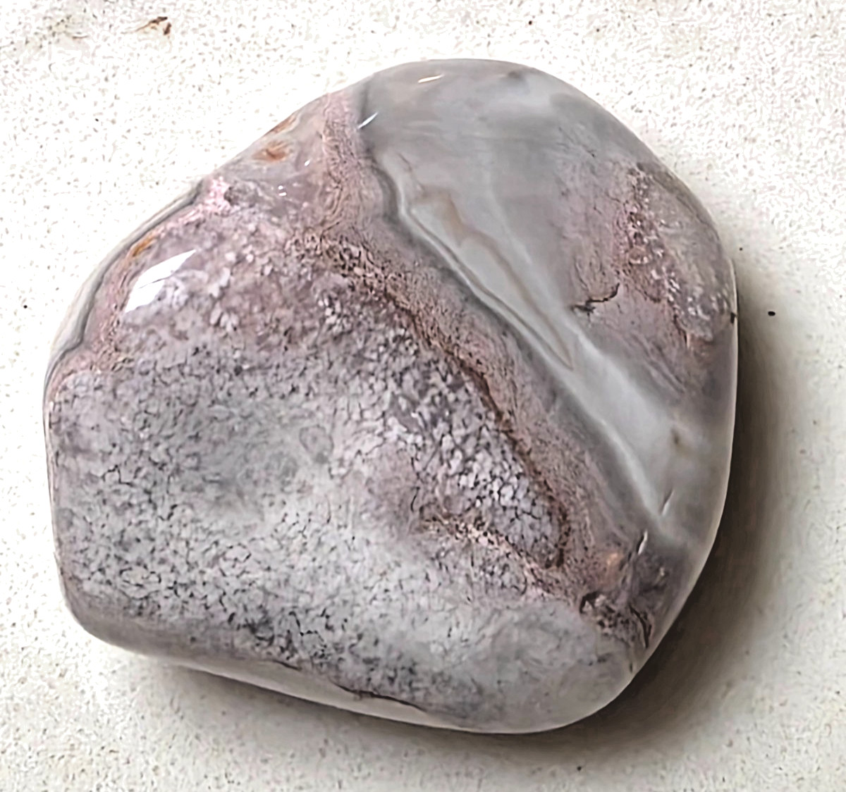 POLISHED BEAUTIFUL BOTSWANA AGATE, Banding & cluster eyes Pink / Grey